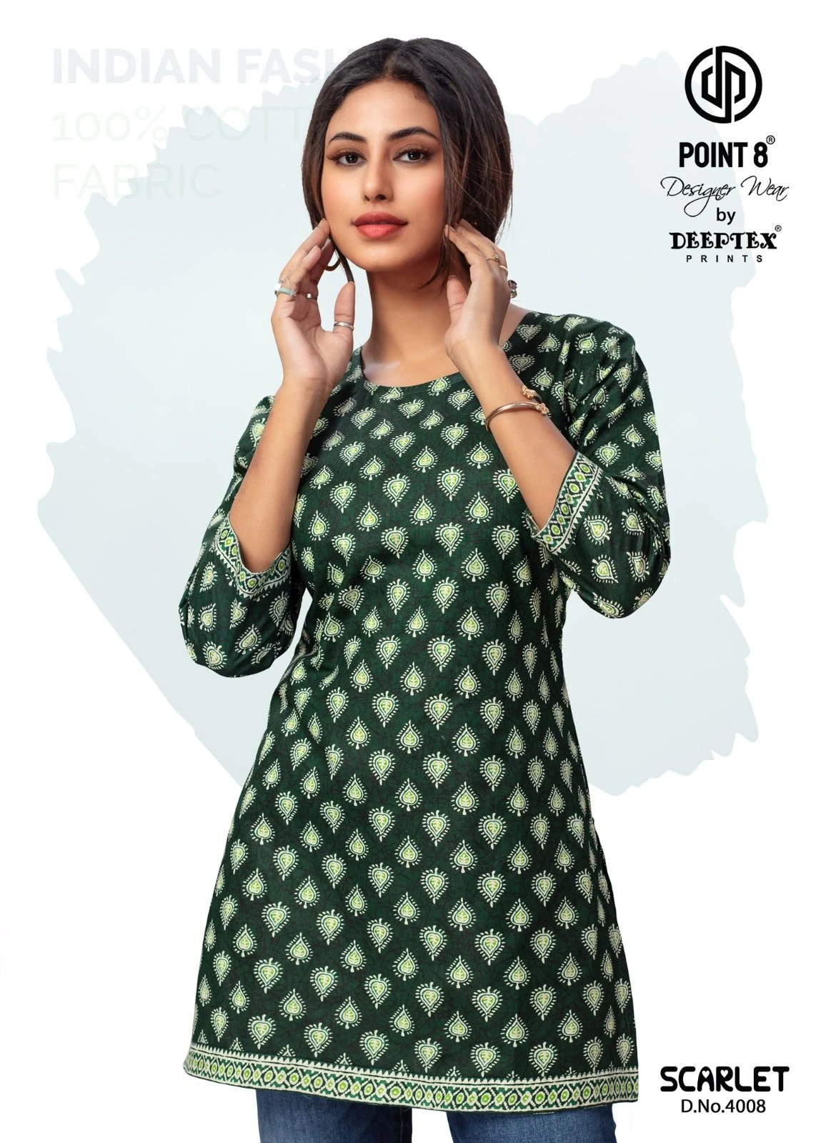 Deeptex Scarlet Vol 4 Cotton Wholesale Short Tops Catalog — Wholesale Cotton Kurti Pant Set, Deeptex wholesale from Surat — view 3